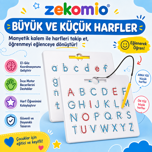Manyetik Alfabe Öğrenme Tahtası – Eğitici ABC Harfleri Oyun Seti (Okul Öncesi Çocuklar İçin)
