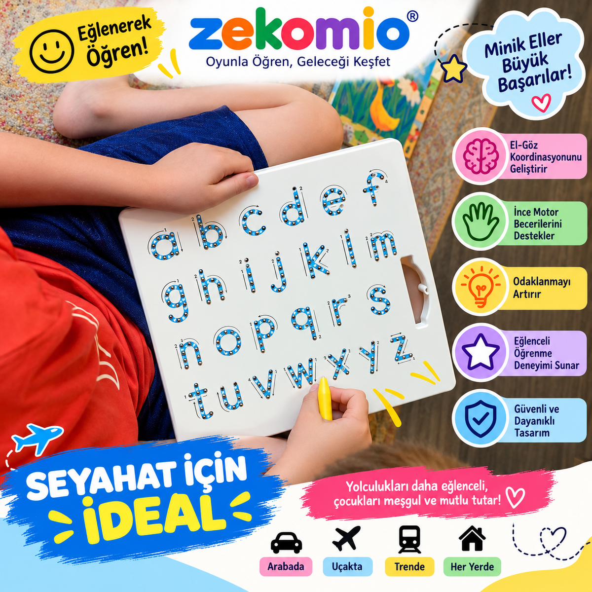 Manyetik Alfabe Öğrenme Tahtası – Eğitici ABC Harfleri Oyun Seti (Okul Öncesi Çocuklar İçin)