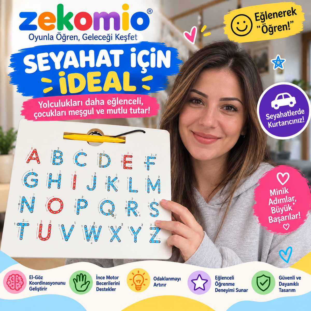 Manyetik Alfabe Öğrenme Tahtası – Eğitici ABC Harfleri Oyun Seti (Okul Öncesi Çocuklar İçin)